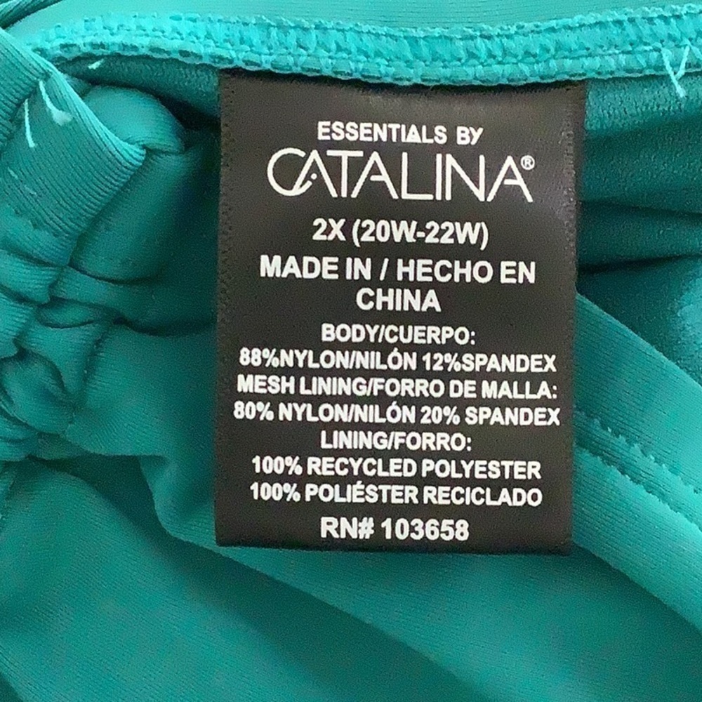 Essentials by Catalina Size 3X Ribbed Side Bikini Bottom W/Ties. New With Tags - Picture 4 of 4